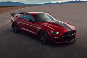 Red Ford Mustang Shelby G T500 Desert Road Wallpaper
