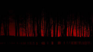 Red Forest On Black Horror Wallpaper