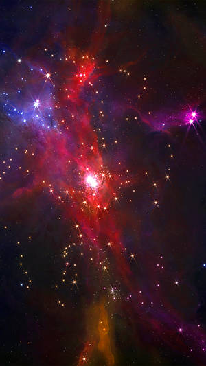 Red Galaxy With Stars Wallpaper