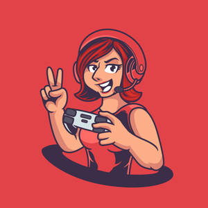 Red Girl Gamer Logo Wallpaper