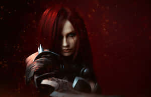 Red Haired Warrior Katarina Fantasy Artwork Wallpaper