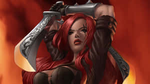 Red Haired Warrior Woman Artwork Wallpaper