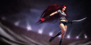 Red Haired Warriorin Arena Wallpaper