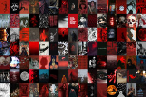 Red Halloween Grunge Collage Wallpaper