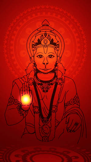 Red Hanuman Art Wallpaper