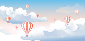 Red Hot Air Balloon Cute Illustrations Wallpaper