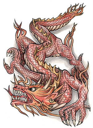 Red Japanese Dragon Tattoo Wallpaper