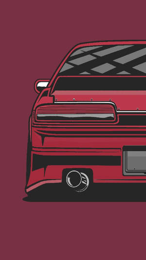 Red Jdm Car On Crimson Background Wallpaper