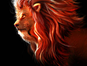 Red Lion King Painting Wallpaper