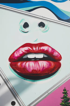 Red Lipstick Wall Graffiti Iphone Wallpaper