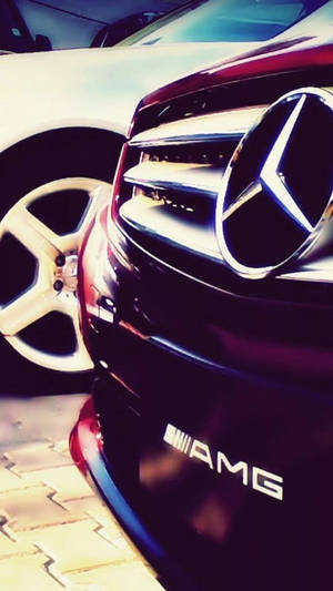 Red Mercedes-amg Emblem Iphone Wallpaper