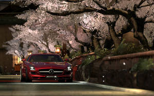 Red Mercedes Iphone Spring Night Wallpaper