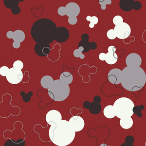 Red Mickey Mouse Head Pattern Wallpaper