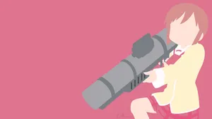 Red Minimalist Nichijou Misato Wallpaper