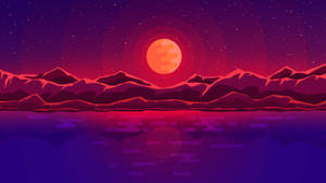 Red Moon Vector Art Wallpaper