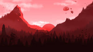 Red Mountain With Parachutes Wallpaper