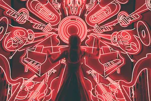 Red Musical Instruments Wallpaper