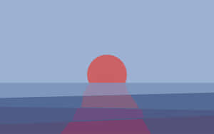 Red Orange Sunset Beyond Horizon Minimal Background Wallpaper