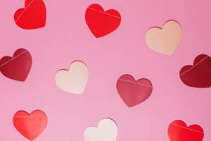Red Paper Hearts Wallpaper