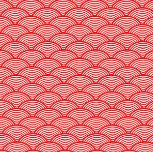Red Seigaiha Pattern Wallpaper