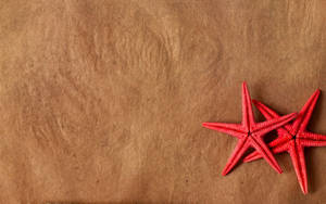 Red Starfish On Sand Wallpaper