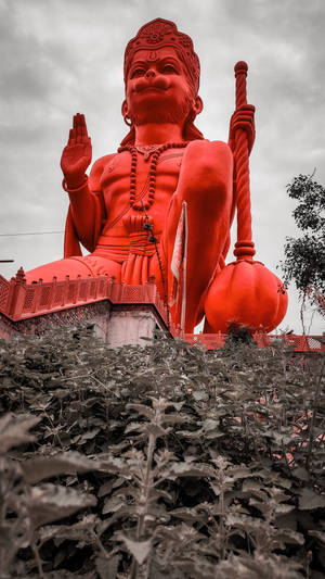 Red Statue Of God Hanuman Wallpaper
