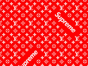 Red Supreme And Louis Vuitton Print Wallpaper