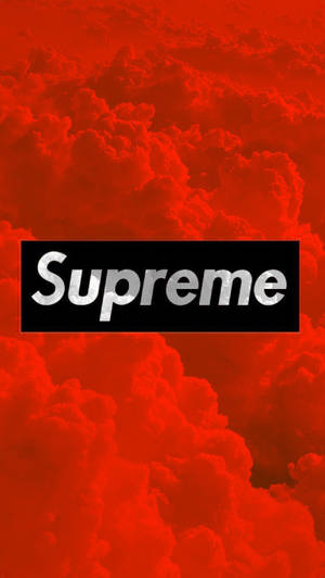 Red Supreme Logo And Clouds Wallpaper