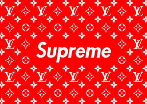 Red Supreme Logo Louis Vuitton Wallpaper
