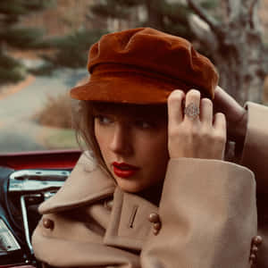 Red Taylors Version In Cute Beret Hat Wallpaper