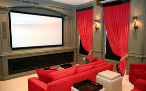 Red-themed Movie Theater At Home Wallpaper