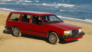 Red Volvo Iphone In Beach Wallpaper