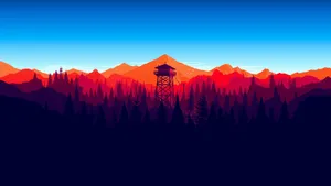 Red Watchtower Scenery Wallpaper