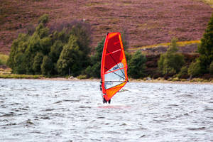 Red Windsurfing Sail Wallpaper
