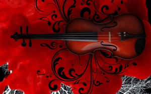 Red Wooden Chordophone Violin Instrument Swirls Wallpaper