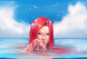 Redhead Mermaid Portrait Wallpaper