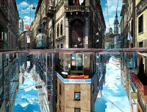 Reflection Classic Modern Anime City Wallpaper
