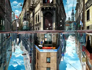 Reflection Classic Modern Anime City Wallpaper