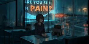 Reflective Moments - Anime Girl Sitting Alone In A Diner Wallpaper