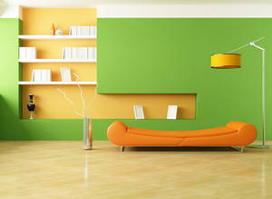 Refreshing Green Aesthetics In A Modern Living Room Wallpaper