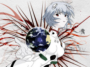 Rei Holding The Globe Evangelion Wallpaper