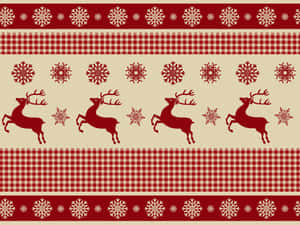 Reindeer Pattern Christmas Fabric Design Wallpaper