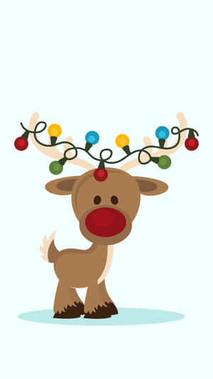 Reindeer With Lights Cute Christmas Phone Wallpaper