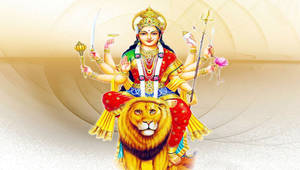 Religious Maa Sherawali Goddess Art Wallpaper