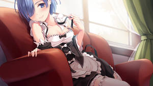 Rem Maid On Red Sofa Wallpaper