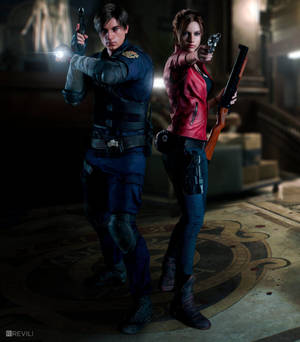 Resident Evil 2 Leon And Claire At Rpd Wallpaper