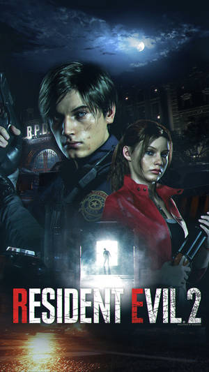 Resident Evil 2 Leon And Claire Game Cover Wallpaper