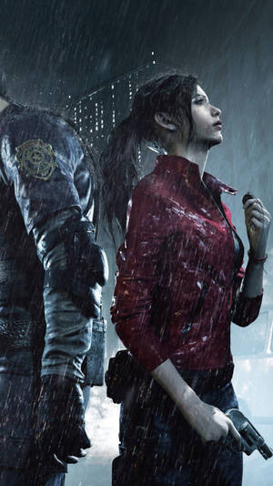Resident Evil 2 Leon And Claire In The Rain Wallpaper