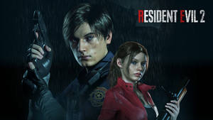 Resident Evil 2 Leon And Claire On Rainy Night Wallpaper