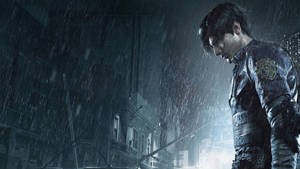 Resident Evil 2 Leon In The Rain Wallpaper